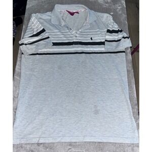 Lada The Original Style Mens Gray Striped Short Sleeve Polo Shirt Size L
